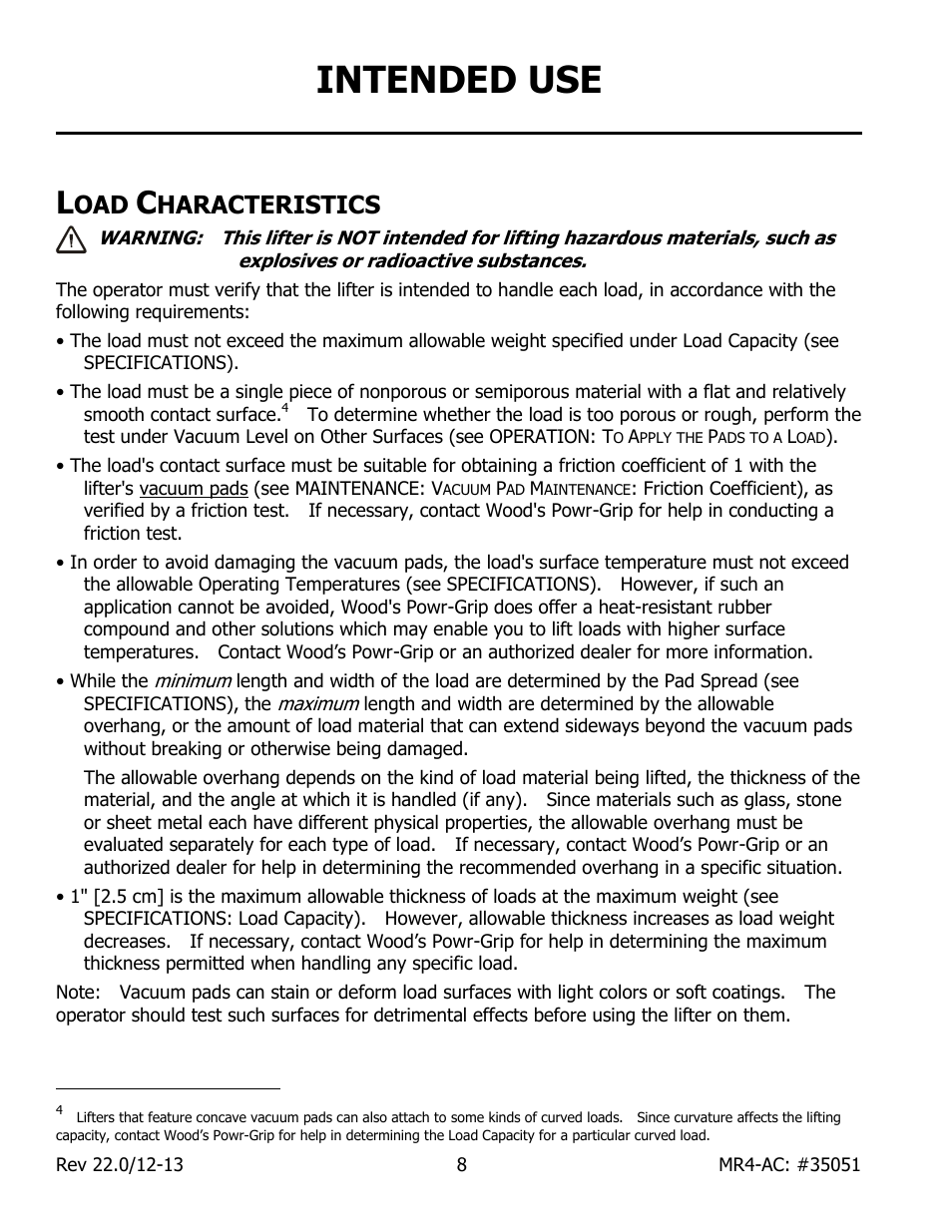 Intended use, Haracteristics | Wood’s Powr-Grip MR411LAC User Manual | Page 10 / 34