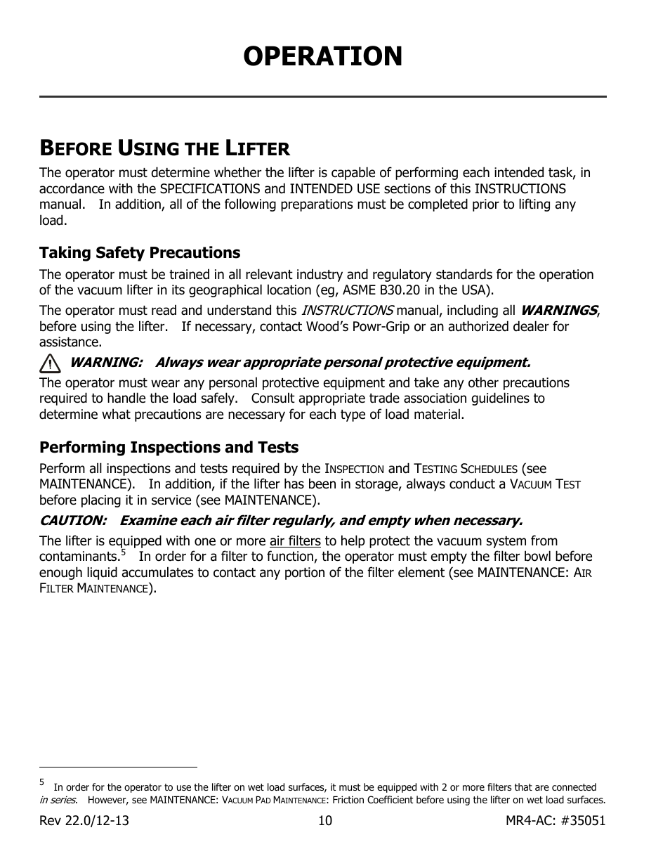 Operation, Efore, Sing the | Ifter, Taking safety precautions, Performing inspections and tests | Wood’s Powr-Grip MR411LAC User Manual | Page 12 / 34