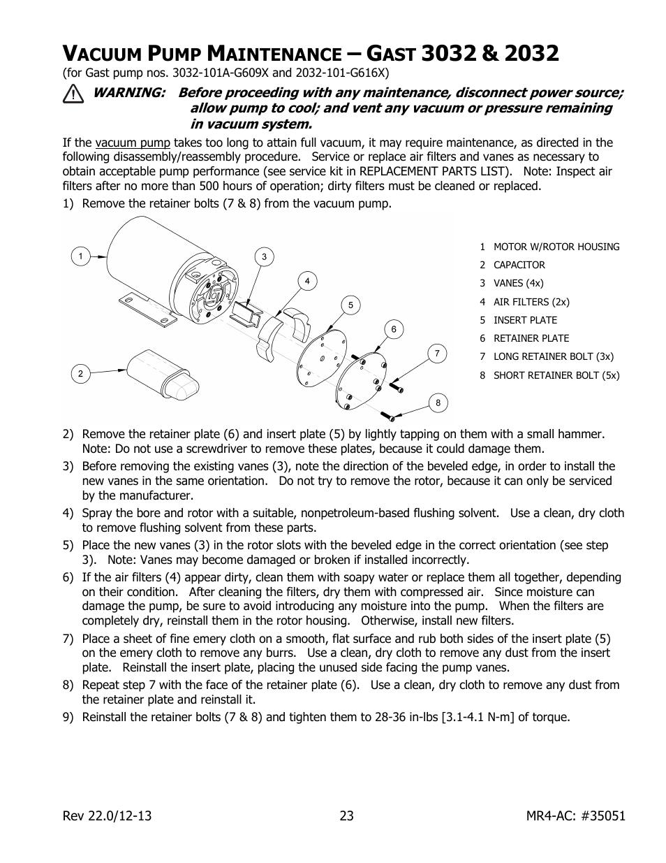 Acuum, Aintenance | Wood’s Powr-Grip MR411LAC User Manual | Page 25 / 34