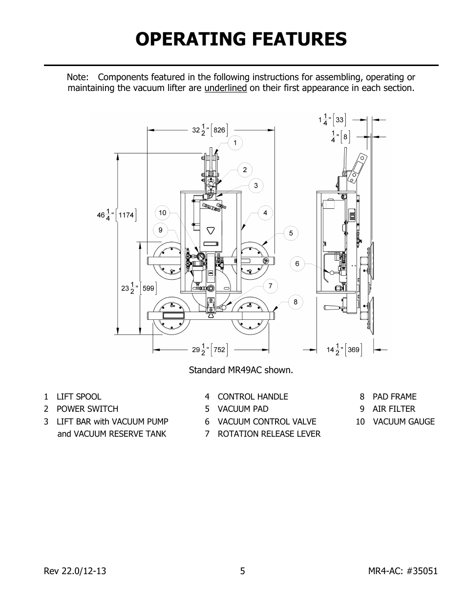 Operating features | Wood’s Powr-Grip MR411LAC User Manual | Page 7 / 34
