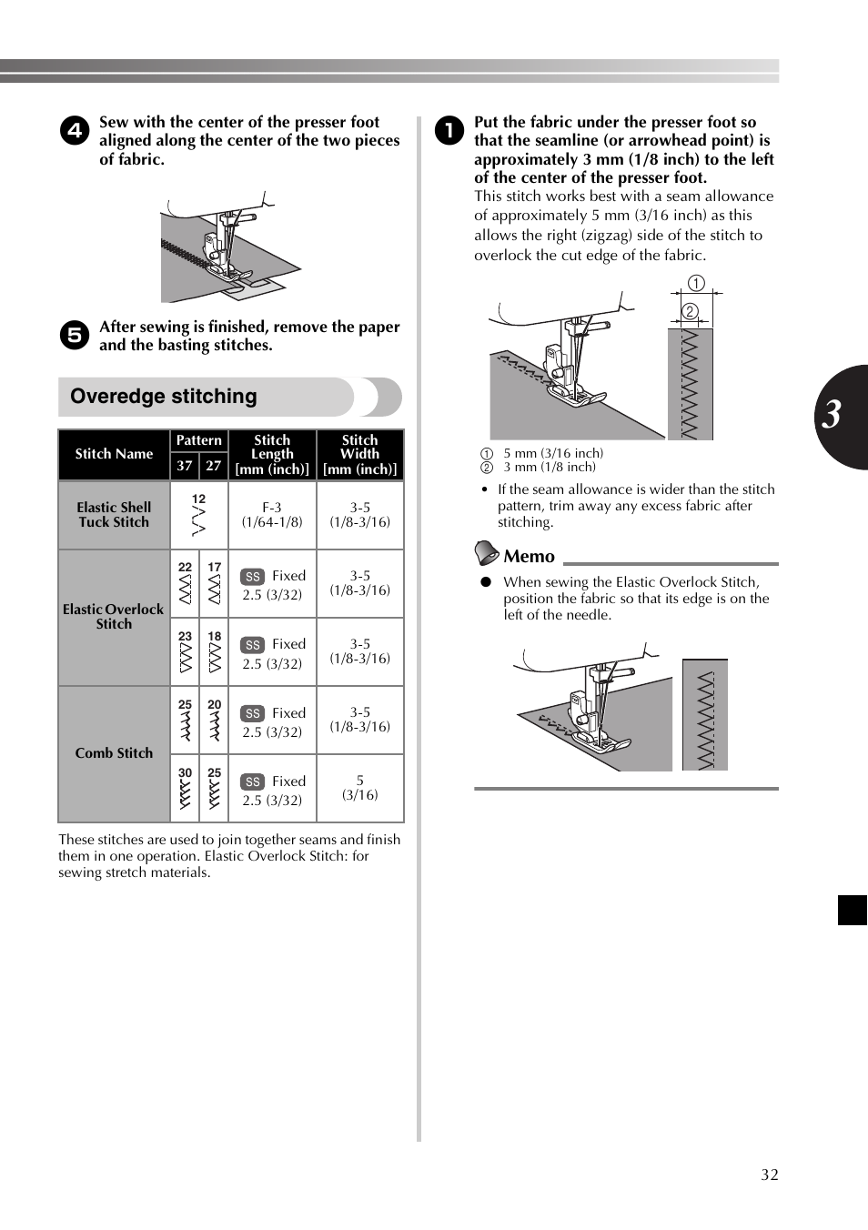 Overedge stitching | Brother 885-X06 User Manual | Page 33 / 104