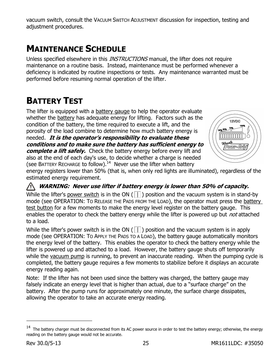 Aintenance, Chedule, Attery | Wood’s Powr-Grip MR1611LDC User Manual | Page 27 / 42