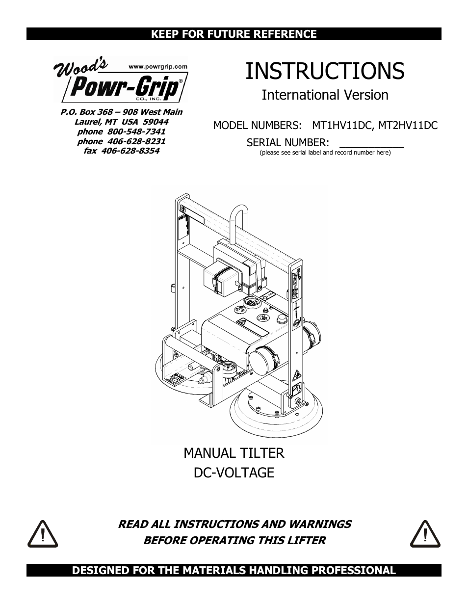 Wood’s Powr-Grip MT1HV11DC User Manual | 30 pages