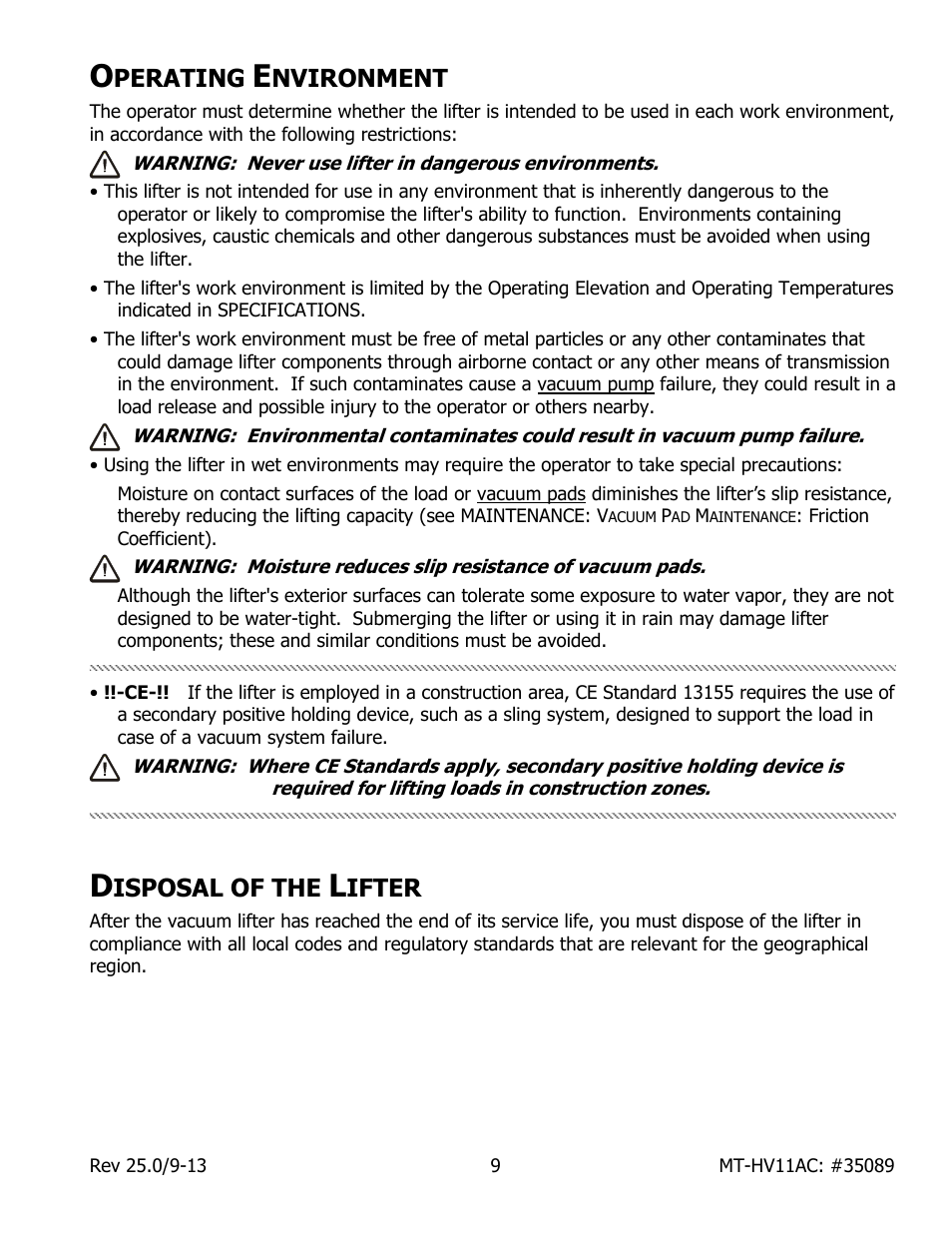 Perating, Nvironment, Isposal of the | Ifter | Wood’s Powr-Grip MT10FS10TAC User Manual | Page 11 / 26