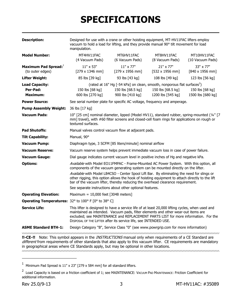 Specifications | Wood’s Powr-Grip MT10FS10TAC User Manual | Page 5 / 26