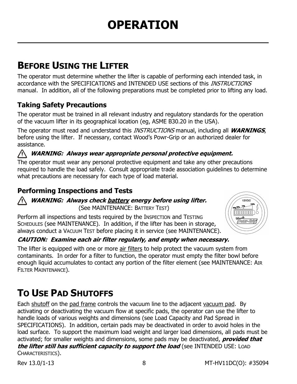 Operation, Efore, Sing the | Ifter, Hutoffs | Wood’s Powr-Grip MT10FS10TAIR User Manual | Page 10 / 28