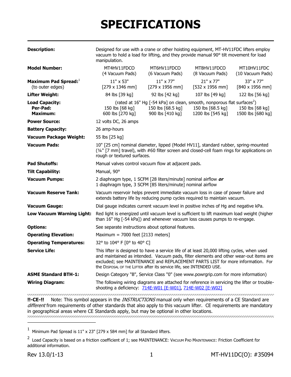 Specifications | Wood’s Powr-Grip MT10FS10TAIR User Manual | Page 3 / 28