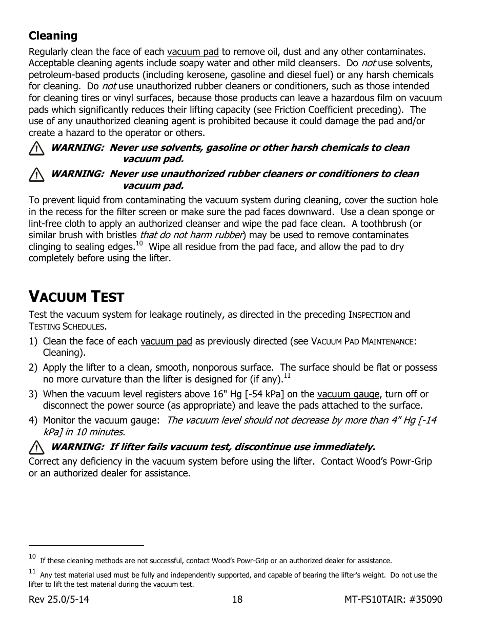 Cleaning, Acuum | Wood’s Powr-Grip MT10FS10TAIR User Manual | Page 20 / 25