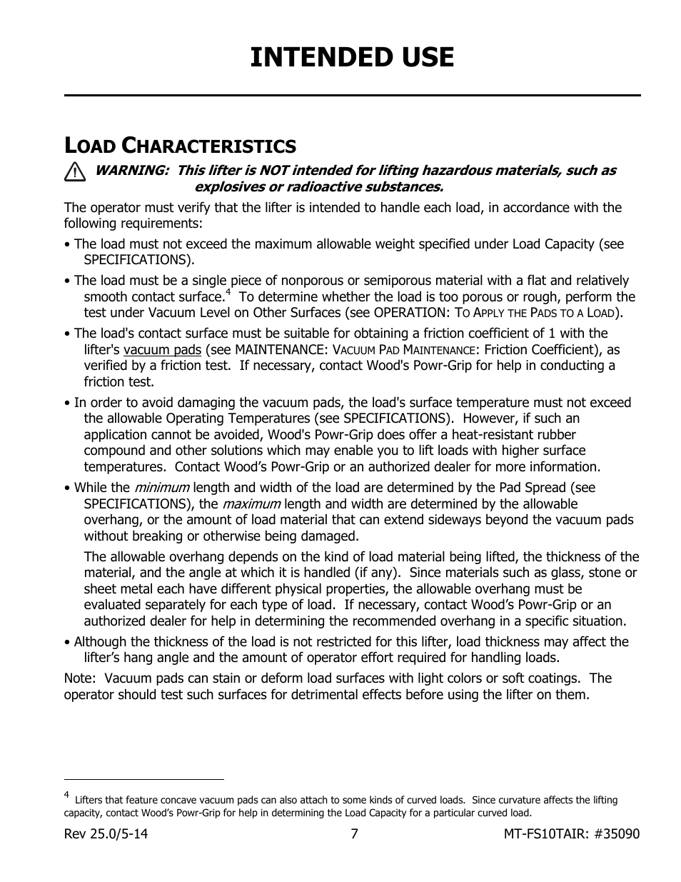 Intended use, Haracteristics | Wood’s Powr-Grip MT10FS10TAIR User Manual | Page 9 / 25