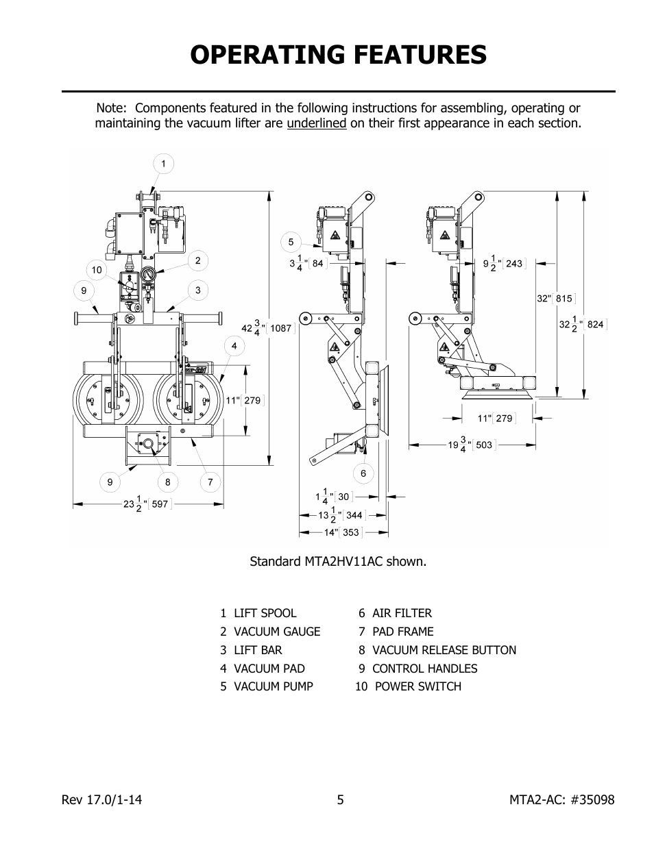 Operating features | Wood’s Powr-Grip MTA2HV11AC User Manual | Page 7 / 27