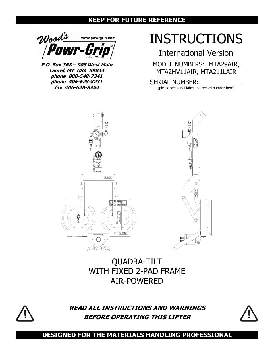 Wood’s Powr-Grip MTA2HV11AIR User Manual | 20 pages
