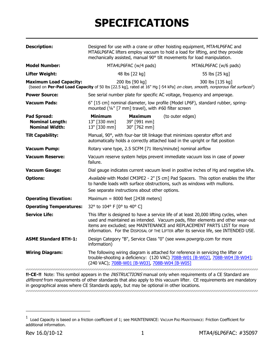 Specifications | Wood’s Powr-Grip MTA6LP6FAC User Manual | Page 3 / 21