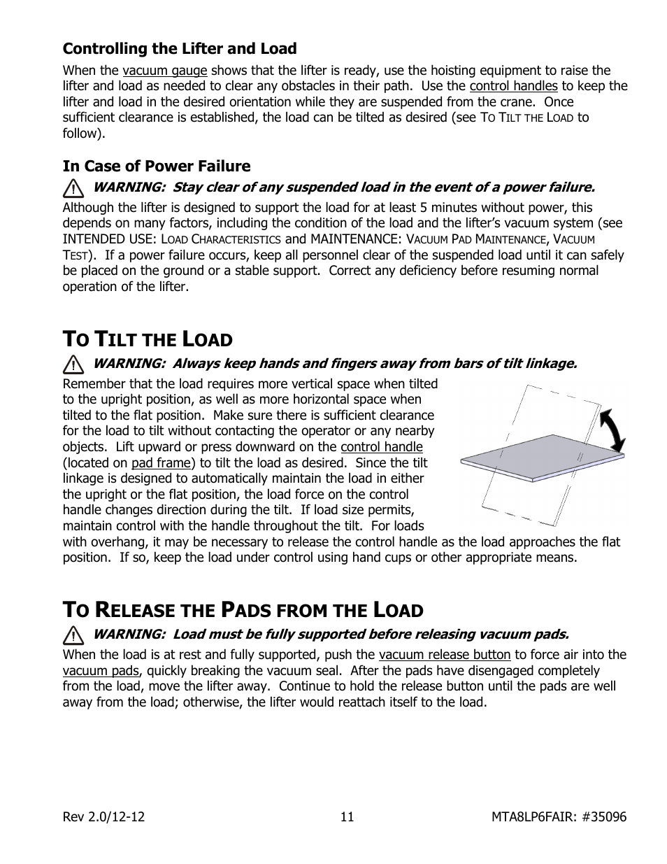 Ilt the, Elease the, Ads from the | Wood’s Powr-Grip MTA8LP6FAIR User Manual | Page 13 / 22