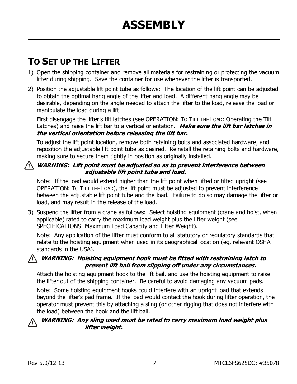 Assembly, Et up the, Ifter | Wood’s Powr-Grip MTCL6FS625DC User Manual | Page 9 / 42