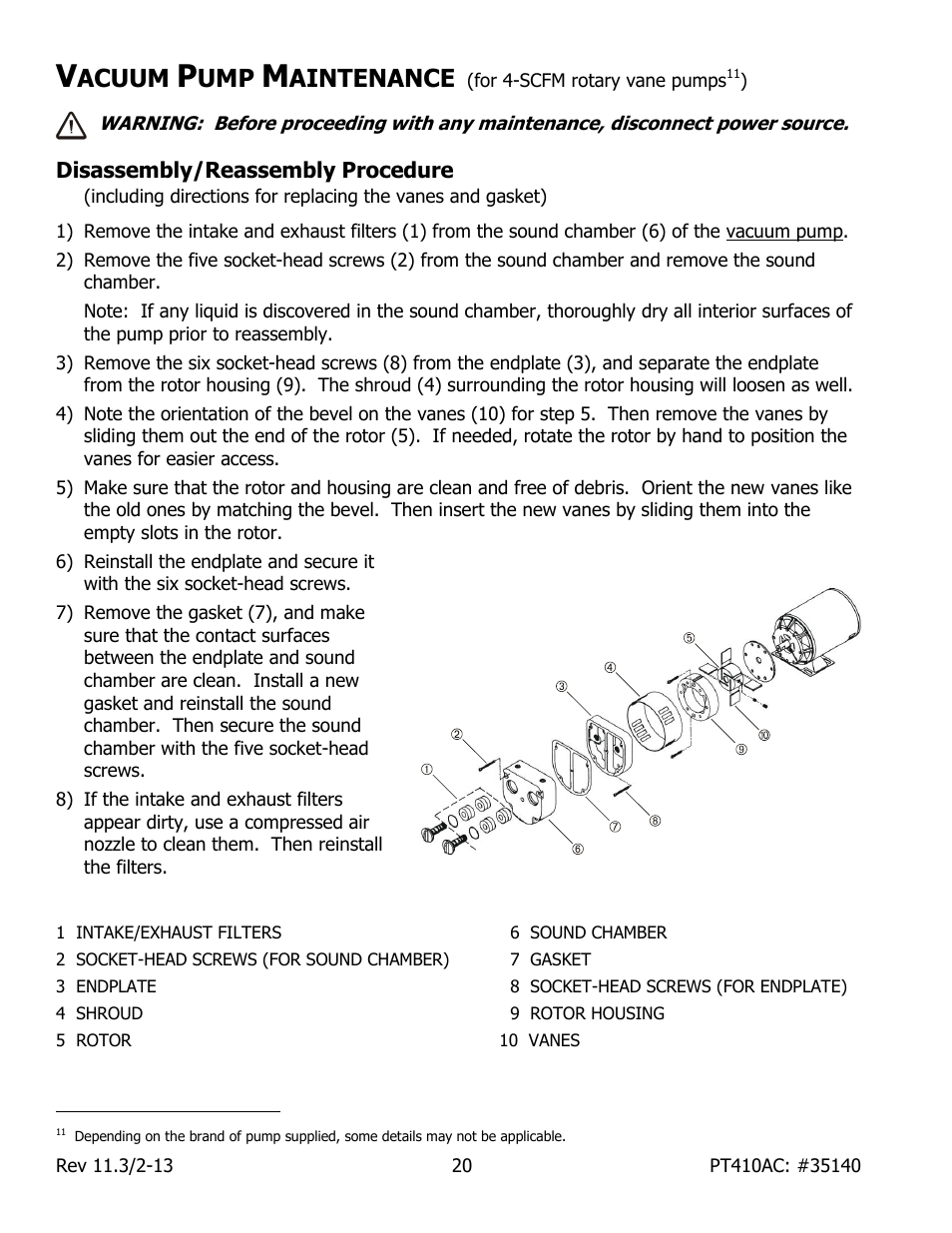 Acuum, Aintenance | Wood’s Powr-Grip PT410AC User Manual | Page 22 / 27