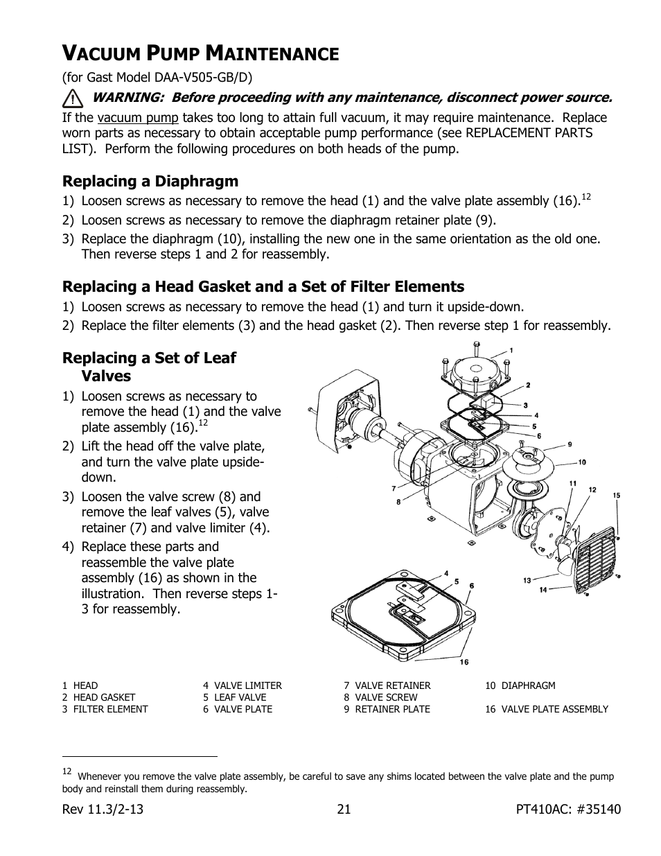 Acuum, Aintenance | Wood’s Powr-Grip PT410AC User Manual | Page 23 / 27