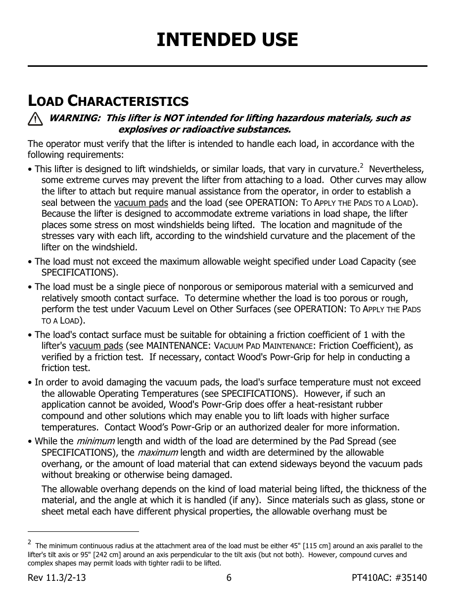 Intended use, Haracteristics | Wood’s Powr-Grip PT410AC User Manual | Page 8 / 27