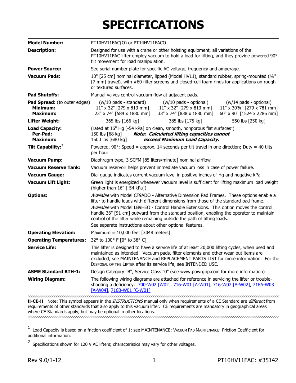 Specifications | Wood’s Powr-Grip PT10FS10TAC User Manual | Page 3 / 25