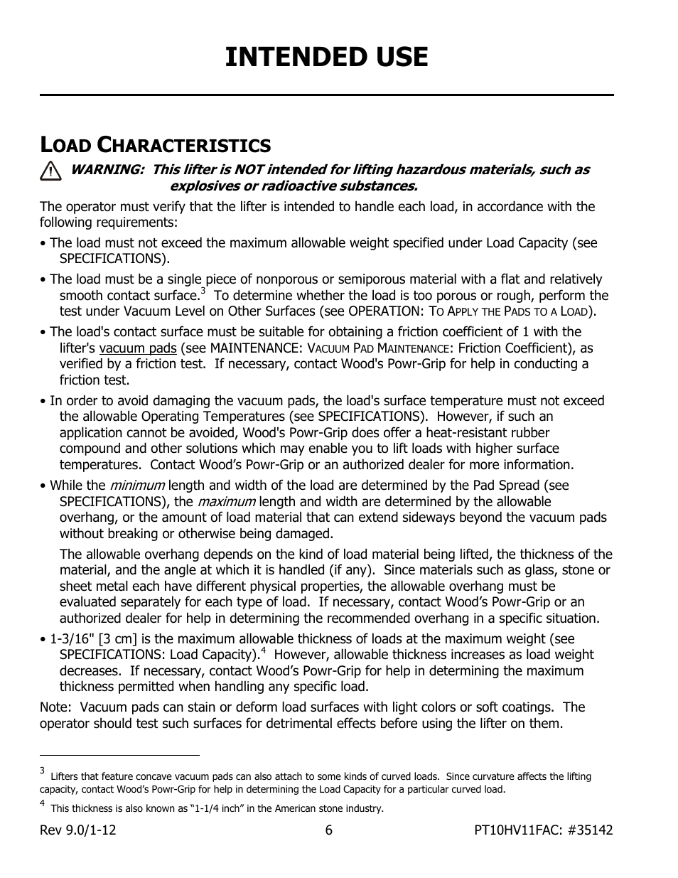 Intended use, Haracteristics | Wood’s Powr-Grip PT10FS10TAC User Manual | Page 8 / 25