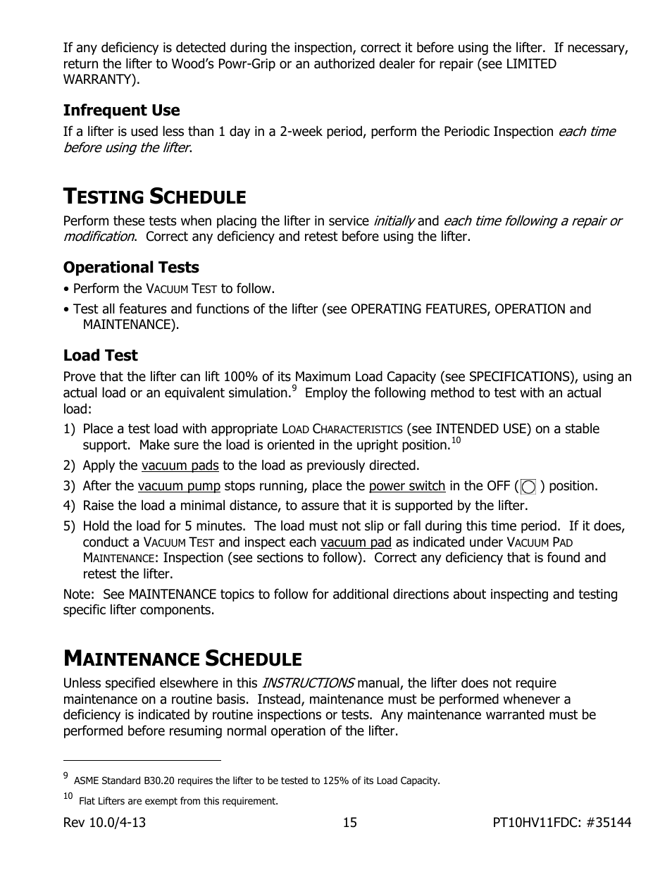 Esting, Chedule, Aintenance | Wood’s Powr-Grip PT10FS10TDC User Manual | Page 17 / 29