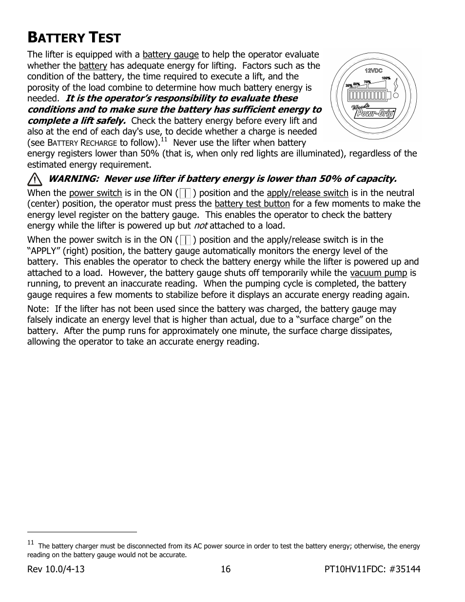 Attery | Wood’s Powr-Grip PT10FS10TDC User Manual | Page 18 / 29