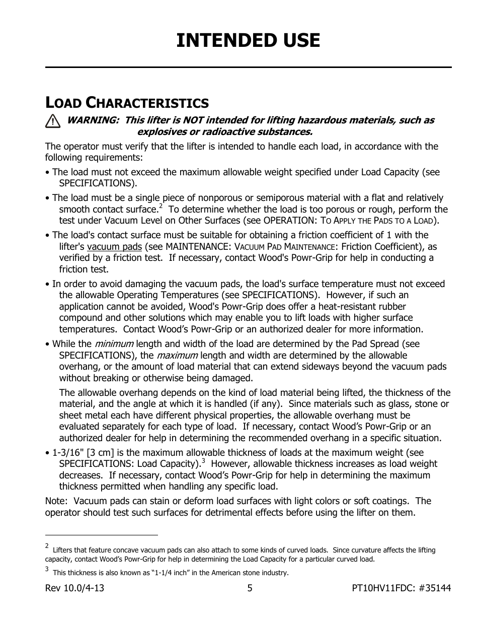 Intended use, Haracteristics | Wood’s Powr-Grip PT10FS10TDC User Manual | Page 7 / 29