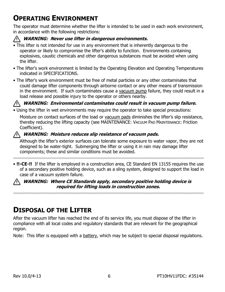 Perating, Nvironment, Isposal of the | Ifter | Wood’s Powr-Grip PT10FS10TDC User Manual | Page 8 / 29