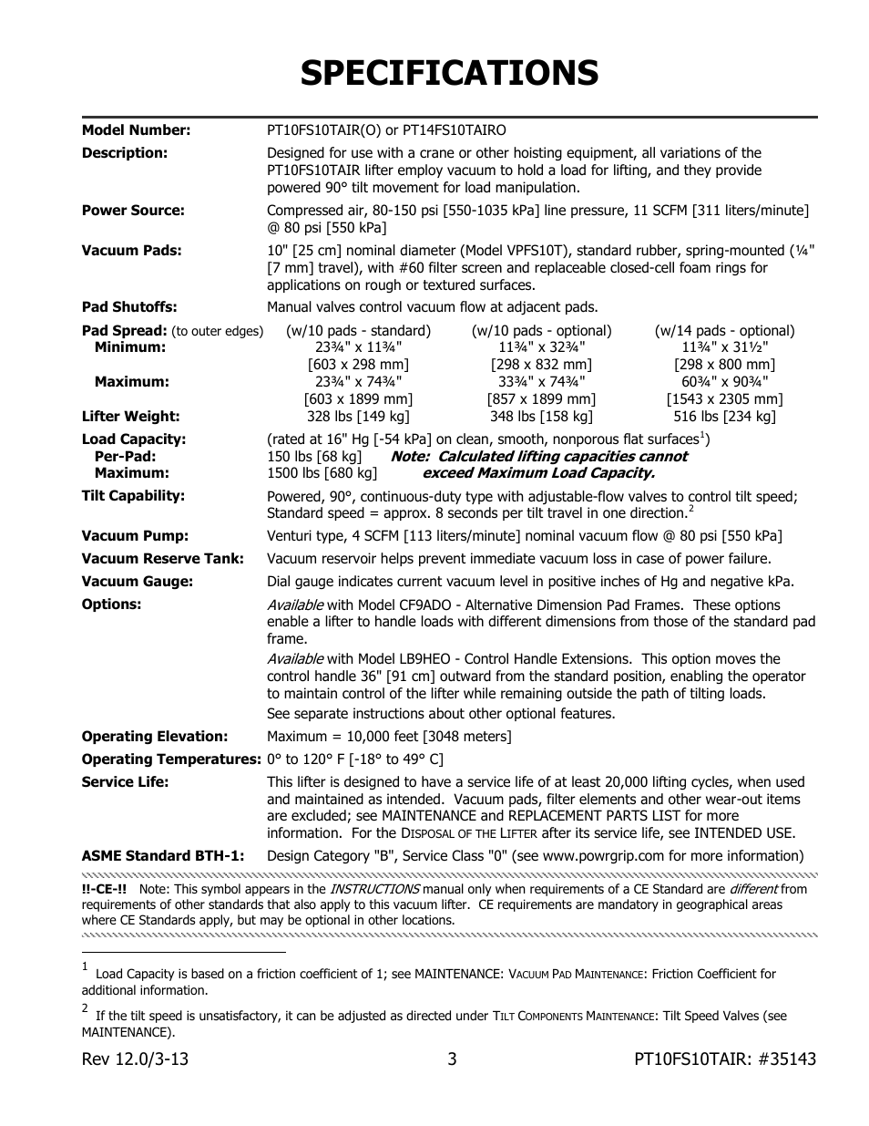 Specifications | Wood’s Powr-Grip PT10FS10TAIR User Manual | Page 5 / 28