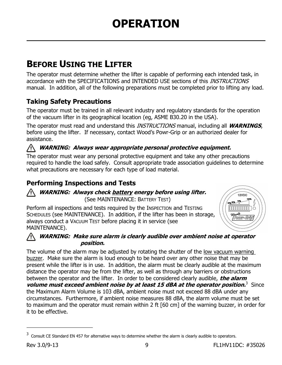 Operation, Efore, Sing the | Ifter, Taking safety precautions, Performing inspections and tests | Wood’s Powr-Grip FL1HV11DC User Manual | Page 11 / 30