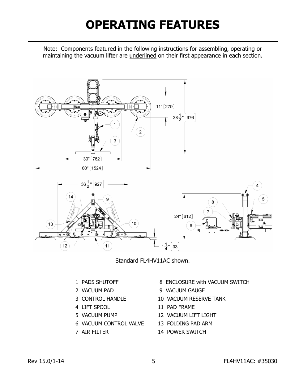 Operating features | Wood’s Powr-Grip FL4HV11AC User Manual | Page 7 / 27