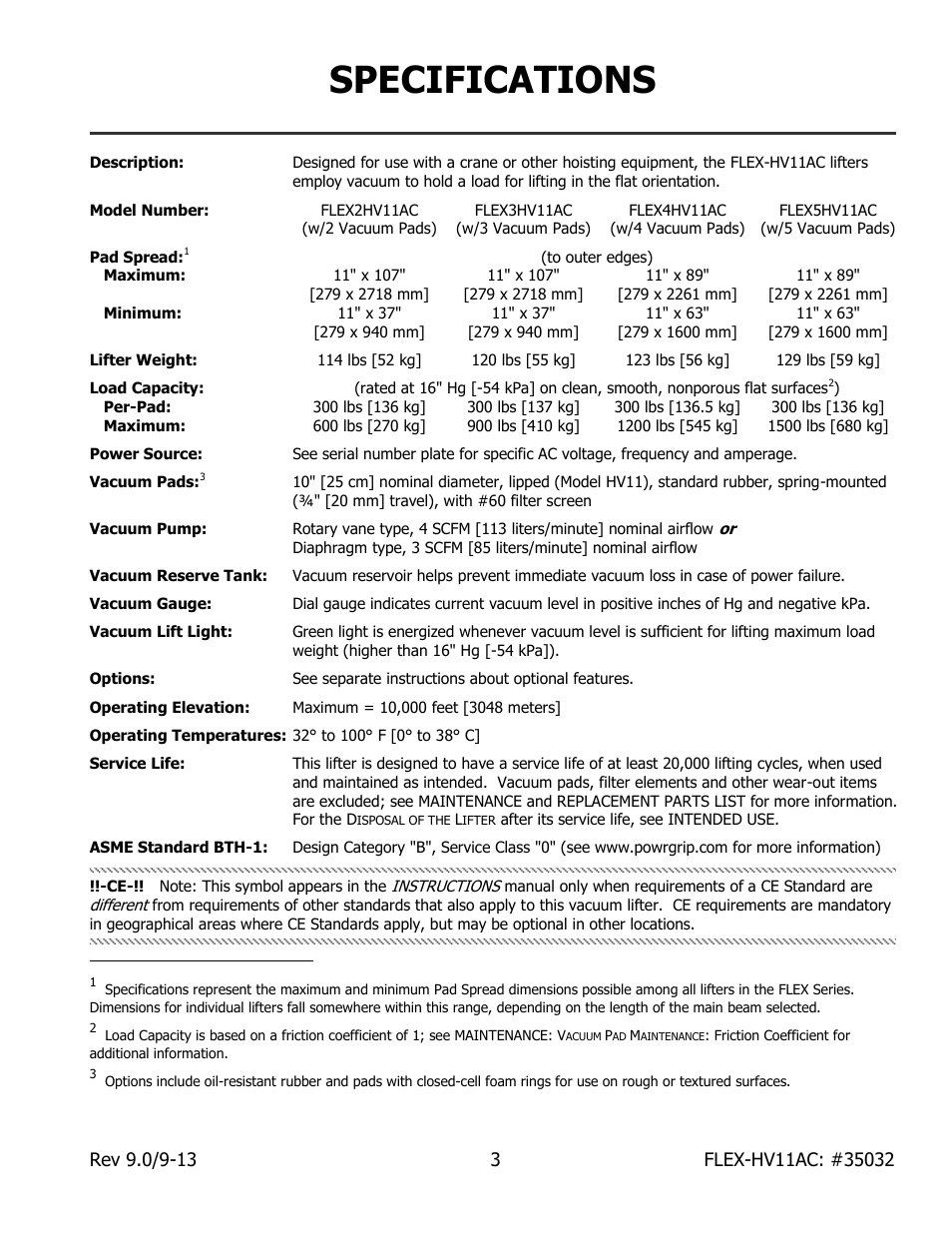 Specifications | Wood’s Powr-Grip FLEX5HV11AC User Manual | Page 5 / 29