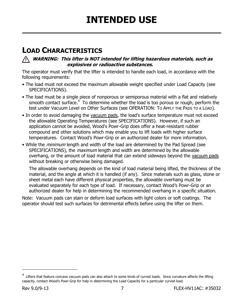 Intended use, Haracteristics | Wood’s Powr-Grip FLEX5HV11AC User Manual | Page 9 / 29