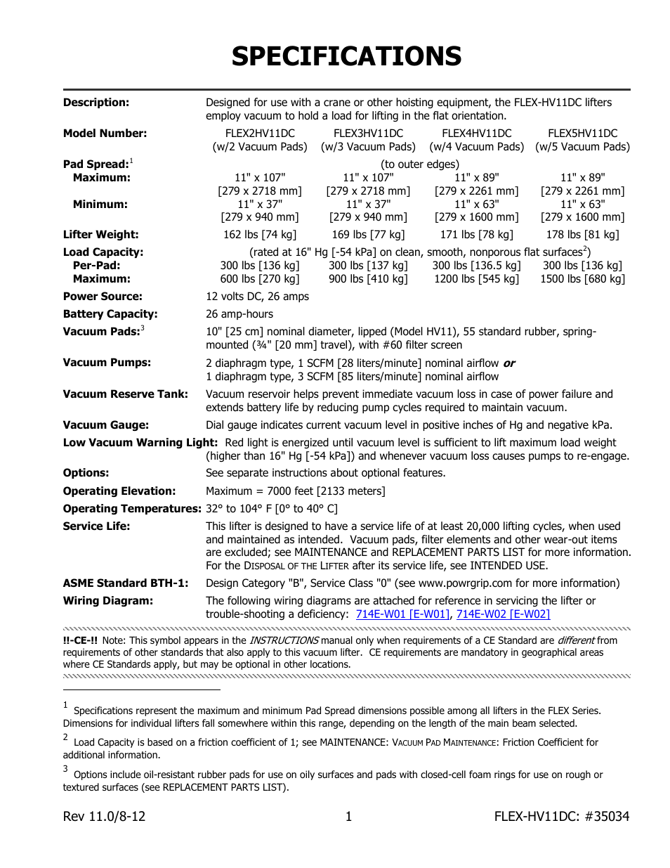 Specifications | Wood’s Powr-Grip FLEX5HV11DC User Manual | Page 3 / 27