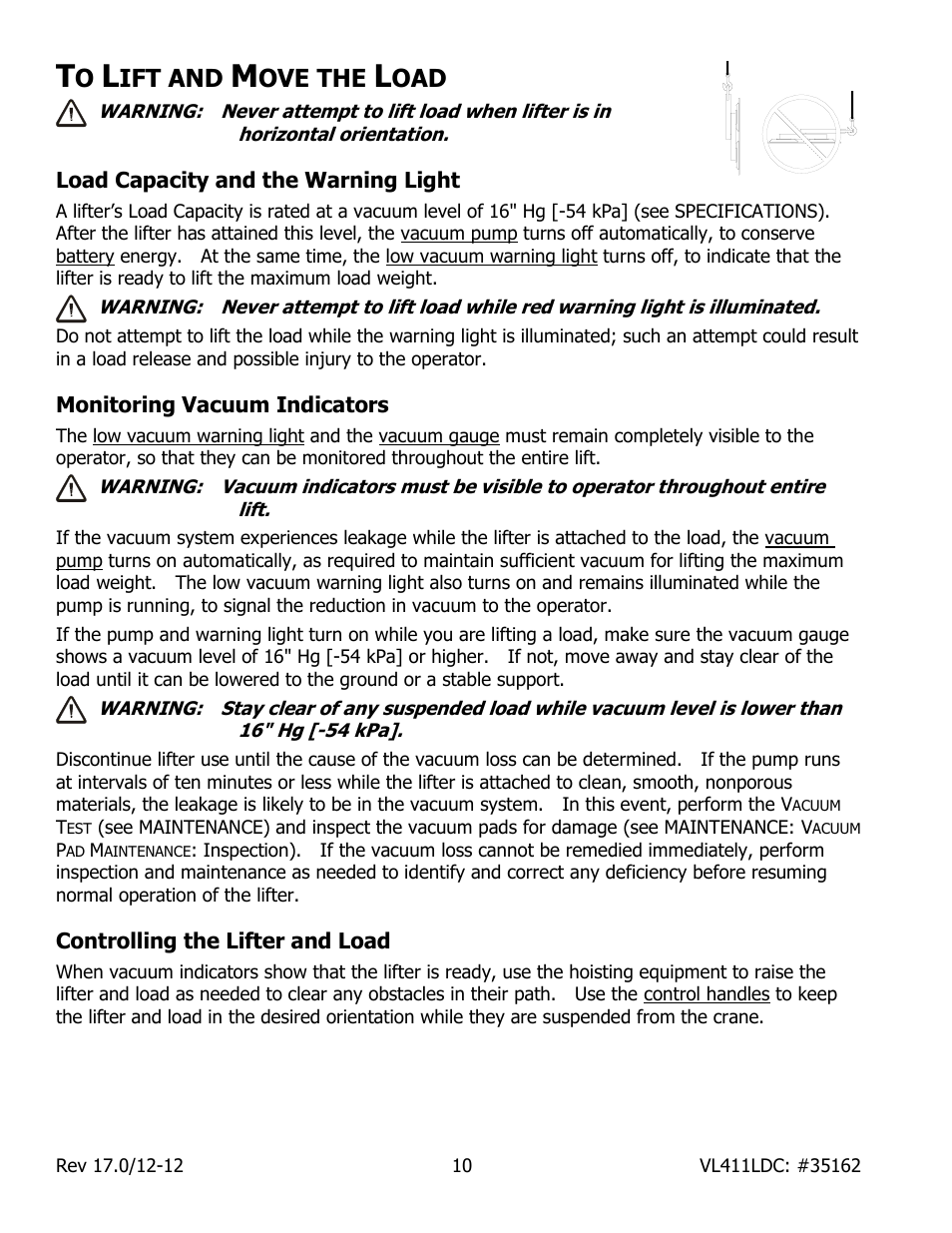 Ift and, Ove the | Wood’s Powr-Grip VL411LDC User Manual | Page 12 / 27