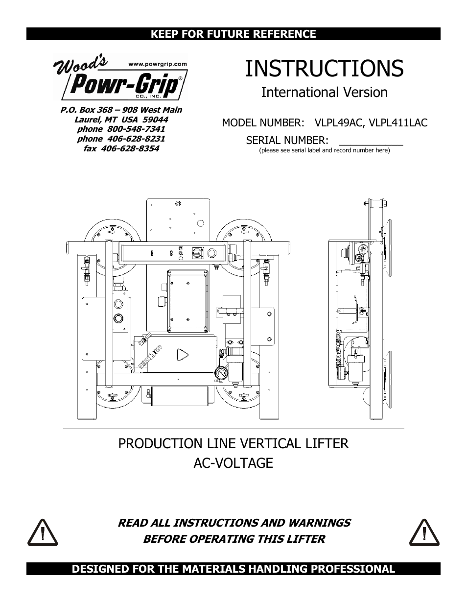 Wood’s Powr-Grip VLPL411LAC User Manual | 23 pages