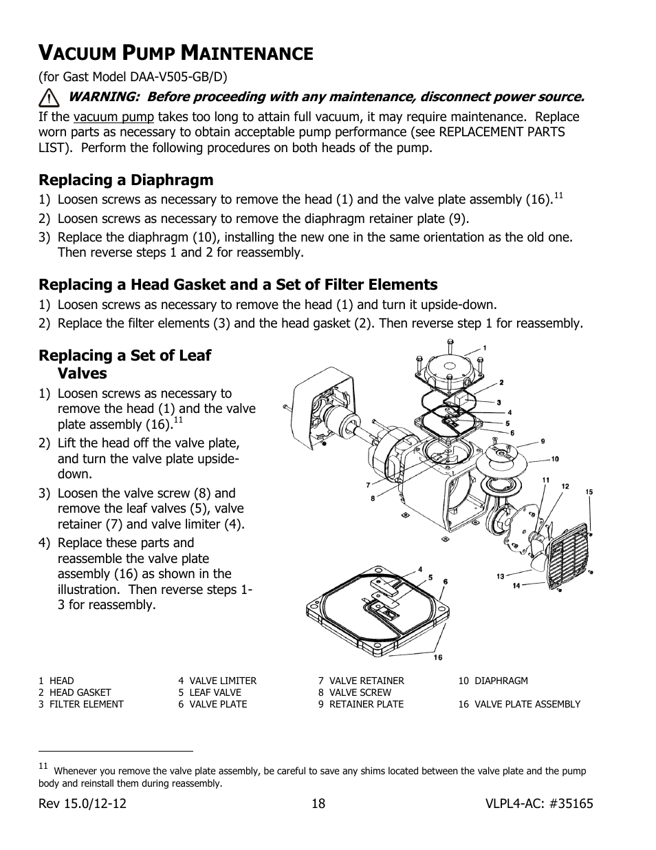 Acuum, Aintenance | Wood’s Powr-Grip VLPL411LAC User Manual | Page 20 / 23