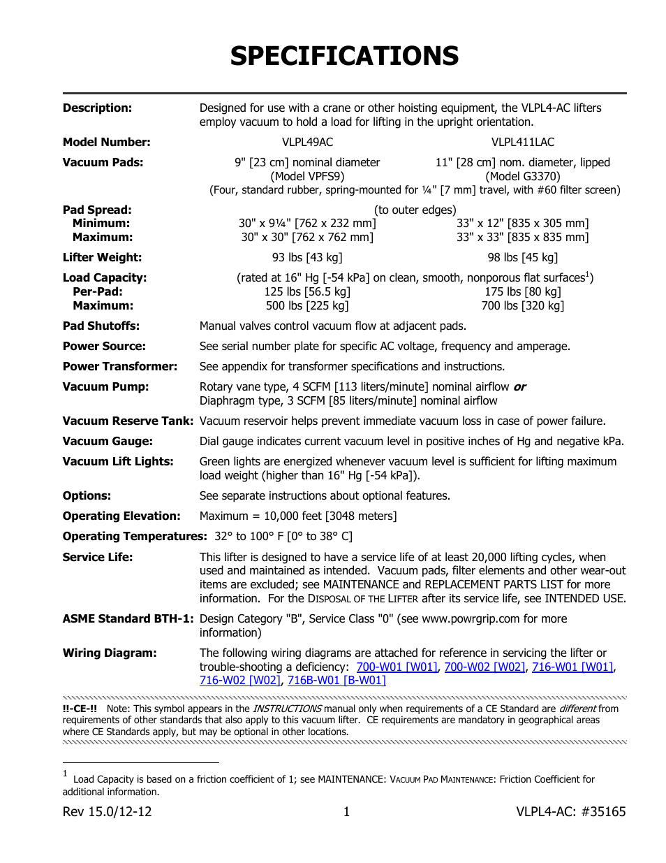 Specifications | Wood’s Powr-Grip VLPL411LAC User Manual | Page 3 / 23
