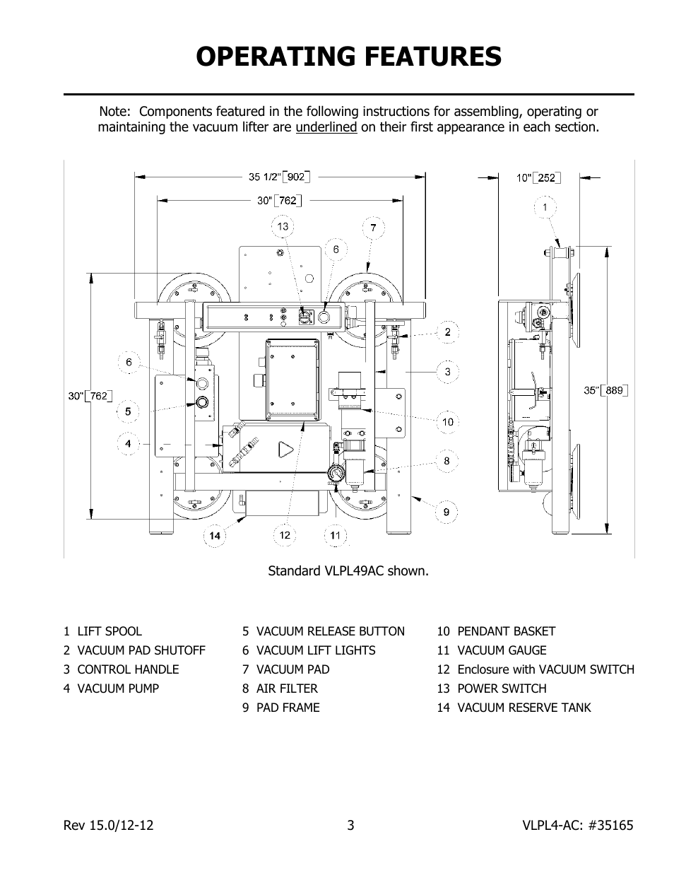 Operating features | Wood’s Powr-Grip VLPL411LAC User Manual | Page 5 / 23