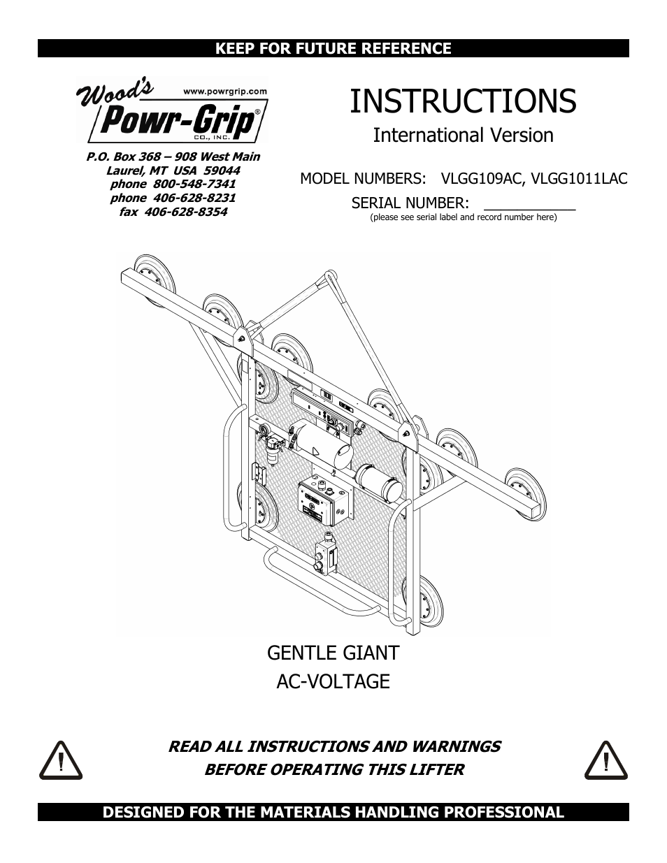 Wood’s Powr-Grip VLGG1011LAC User Manual | 30 pages