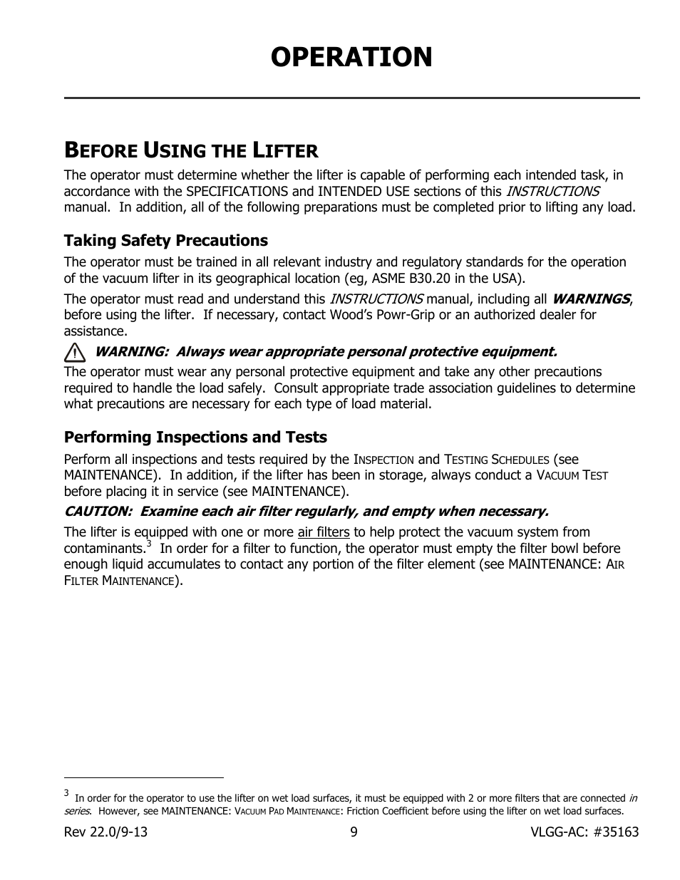 Operation, Efore, Sing the | Ifter, Taking safety precautions, Performing inspections and tests | Wood’s Powr-Grip VLGG1011LAC User Manual | Page 11 / 30