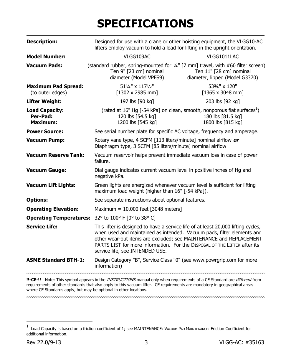 Specifications | Wood’s Powr-Grip VLGG1011LAC User Manual | Page 5 / 30