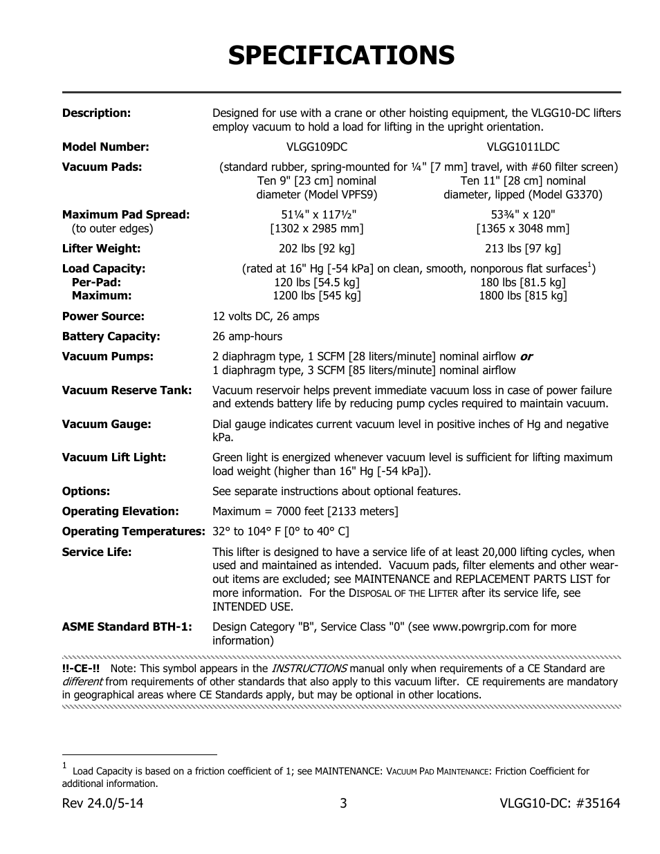 Specifications | Wood’s Powr-Grip VLGG1011LDC User Manual | Page 5 / 32