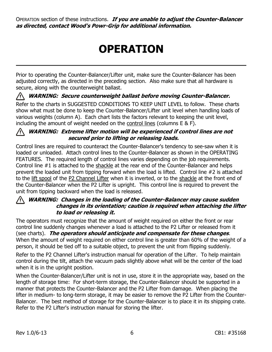 Operation | Wood’s Powr-Grip CB1 User Manual | Page 8 / 12