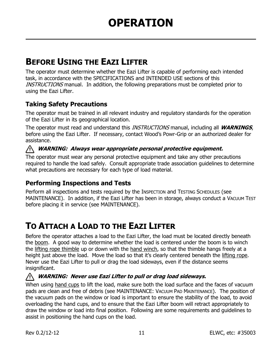 Operation | Wood’s Powr-Grip EL Series User Manual | Page 13 / 26