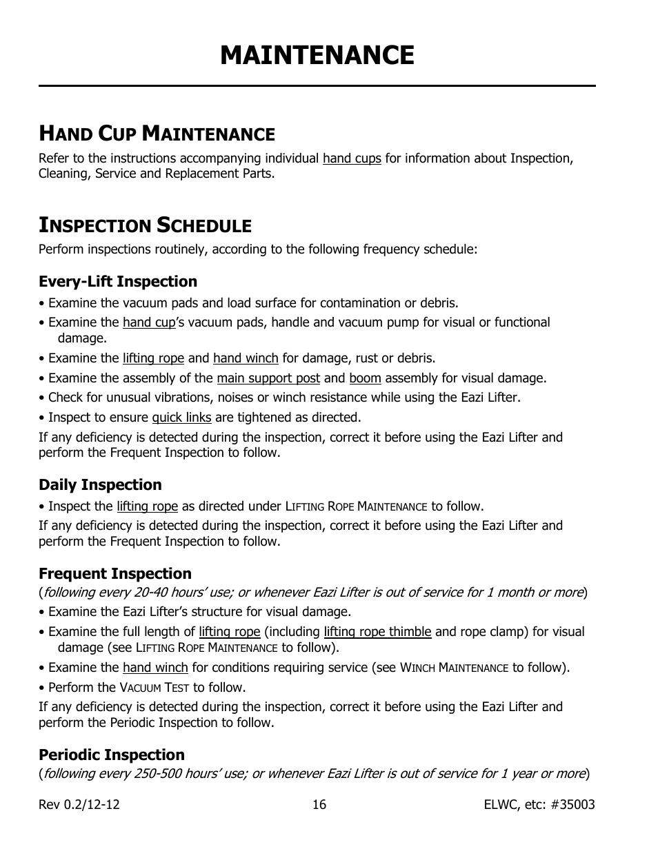 Maintenance, Aintenance, Nspection | Chedule | Wood’s Powr-Grip EL Series User Manual | Page 18 / 26