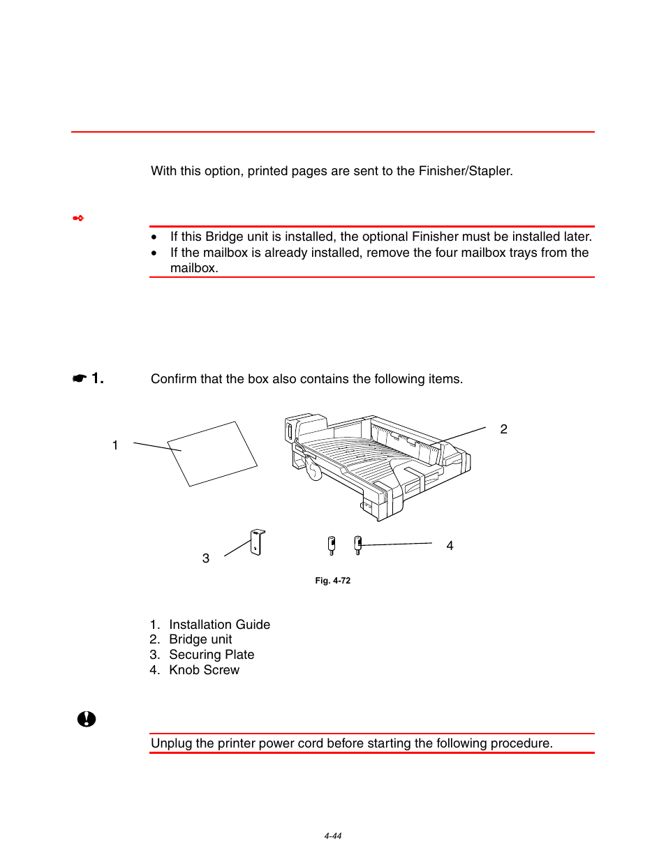 Bridge unit (bu-5000), Installing the bridge unit, Installing the bridge unit -44 | See “installing the bridge unit” in this, Chapter | Brother HL-3260N User Manual | Page 167 / 276