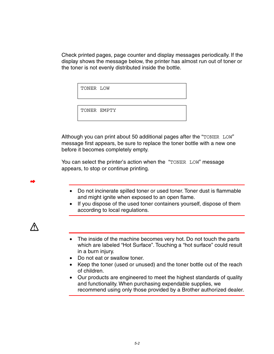 Toner low message, Toner low message -2 | Brother HL-3260N User Manual | Page 190 / 276