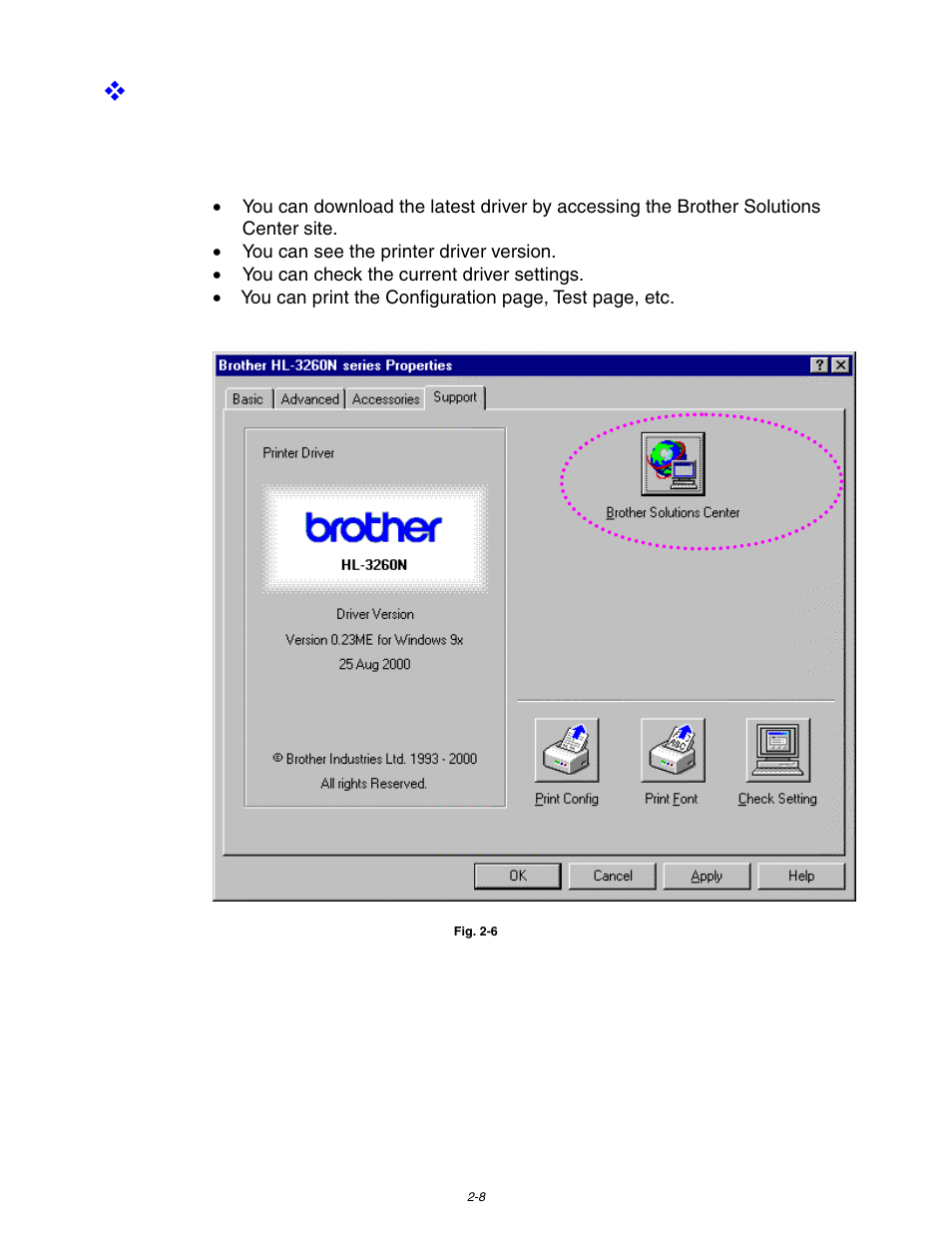 Support tab | Brother HL-3260N User Manual | Page 67 / 276