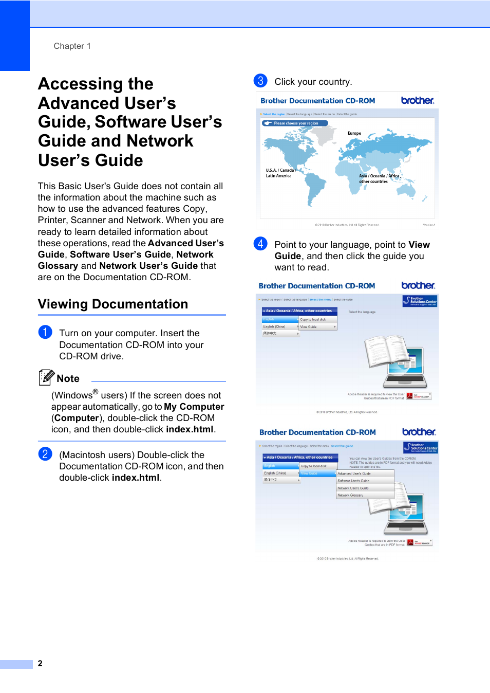 Viewing documentation, Network user’s guide | Brother DCP-9055CDN User Manual | Page 10 / 146