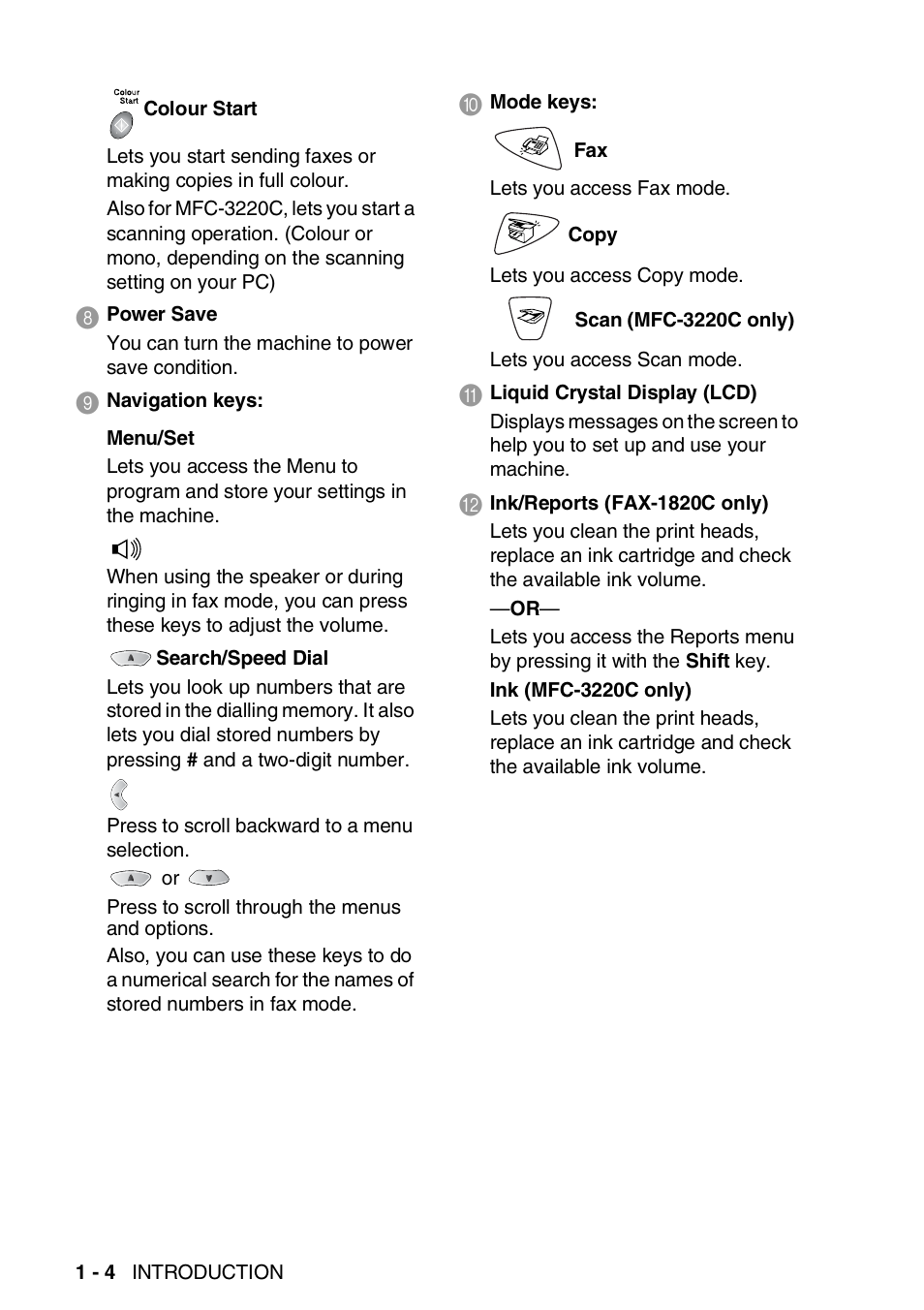 Brother FAX-1820C User Manual | Page 18 / 174